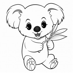 koala bear that is eating eucalyptus leaves and looks satisfied