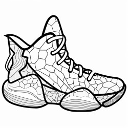 a basketball shoe with a soccer ball pattern and a black and white color scheme