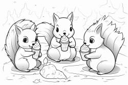 a group of squirrels eating ice cream sandwiches