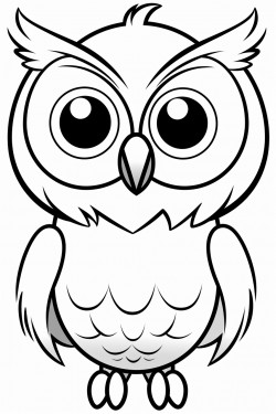 smiling cartoon drawn owl standing in front of a sunrise