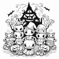 un thme halloween avec des petits fantmes et une scne mignonne