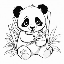 sweet baby panda with chubby cheeks and a bamboo shoot