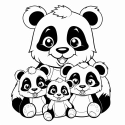 family cubs of panda