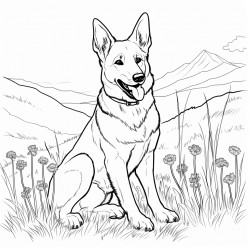 german shepherd sitting in the grass