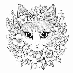 cat and flowers
