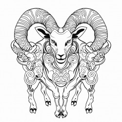 prompt ibex with mandala patterns thick black outlie detailed