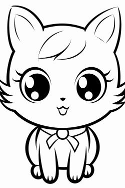 create anime kitty simple happy big eyes on a farm