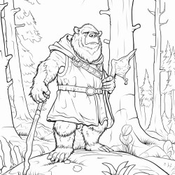 create a pencil sketch of la madremonte the guardian of the forest