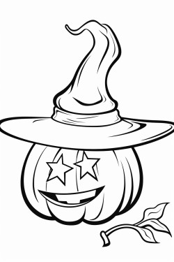 a witchs hat resting on a pumpkin