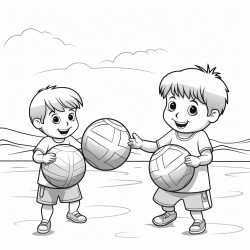 kids play beach balls on the beach