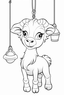 a little playful goat with a bell hanging around her neck