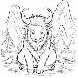 a yak in the forest meditating