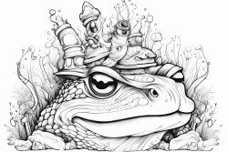 cat in a big frog hat