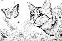 a playful cat chasing butterflies 0