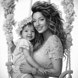 woman holding an infant while on a swing set