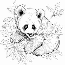 panda eats leaves