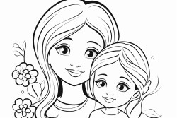 coloring page  mother and daughter