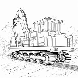 big excavator on the train