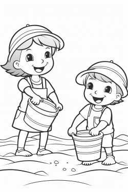 girl and boy playing at the beach