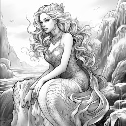 a mermaid sitting on a rock