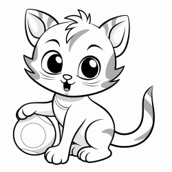 a cat playing with a small ball