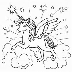 unicorn flying by rainbow