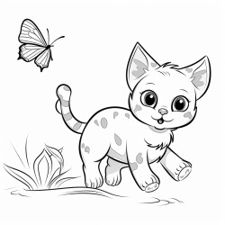 A playful cat chasing a butterfly