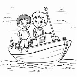 2 enfants sur un bateau