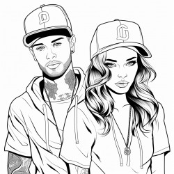 a young couple male wearing a snap back female with a septum piercing