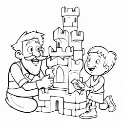 create me a castell with a grandpa and little grile