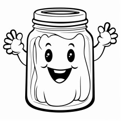 pickle in a jar smiling giving peace sign with hands