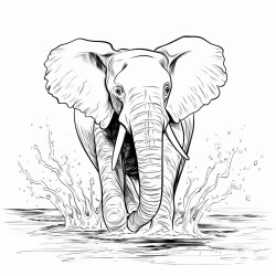 african elephant  splashing water with its trunk