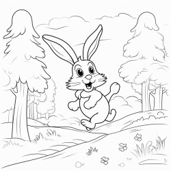 a rabbit running in the forest