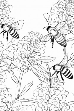 honey bees buzz among the lvy flowers