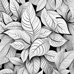 create a blackandwhite coloring page of leaves swirling in the wind show leaves of various shapes and sizes in a flowing spiral pattern to capture motion use bold clear outlines for each leaf with large open spaces for easy coloring