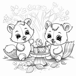 cute small animals having a picnic