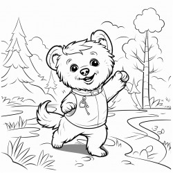 a dog dancing in the forest