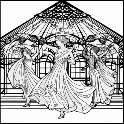 art neuveau dance hall with dancers