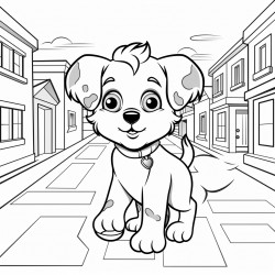 puppy walking down the street