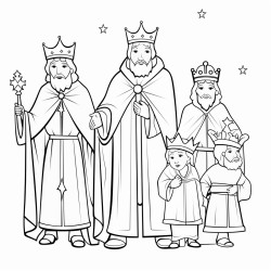 a depictioin of the north star and 3 wise men