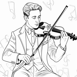 a man in a suit playing a violin