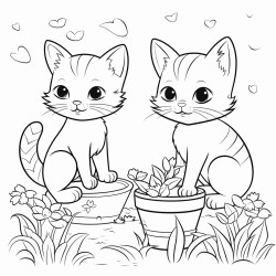 cats playing on the garden