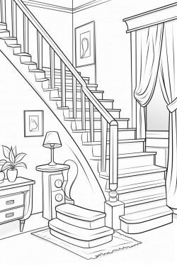 office with stairs basement