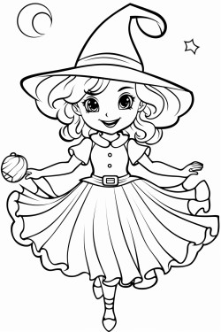 witch in evening dress flies to halloween party