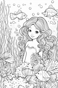 mermaids swimming among colorful coral reefs