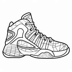 a basketball shoe with a tennis racket pattern and a sporty aesthetic