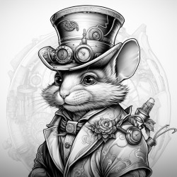 a steampunk mouse with a top hat