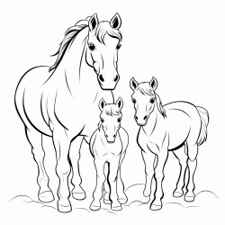 family cubs of horse