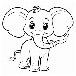 cartoon elephant outline for coloring page