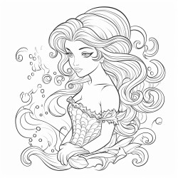 sirene da colorare disegnata a mano